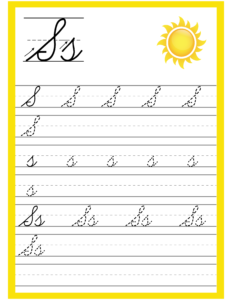 Cursive Alphabet Trace and Write Worksheet for Alphabet S