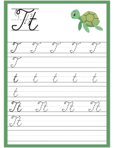 Cursive Alphabet Trace and Write Worksheet for Alphabet T