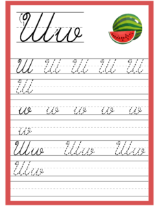 Cursive Alphabet Trace and Write Worksheet for Alphabet W