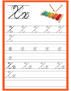 Cursive Alphabet Trace and Write Worksheet for Alphabet X