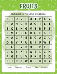 Free Word Search Worksheet -04