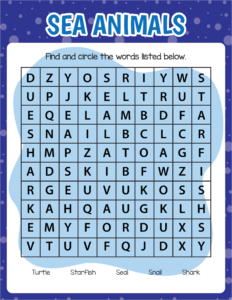 Free Word Search Worksheet -12