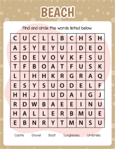 Free Word Search Worksheet -17