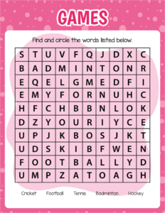 Free Word Search Worksheet -24