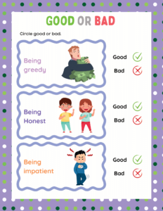 Good or Bad-03 - free printable worksheets - choices or decisions