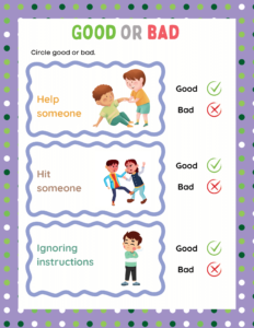 Good or Bad-09 - free printable worksheets - choices or decisions or behaviour 