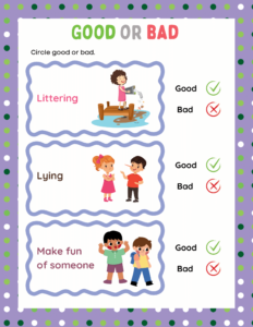 Good or Bad-11 - free printable worksheets - choices or decisions or behaviour 