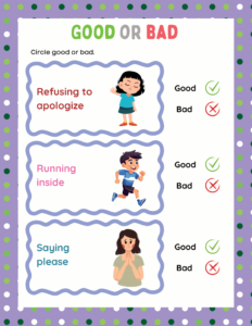 Good or Bad-15 - free printable worksheets - choices or decisions or behaviour 