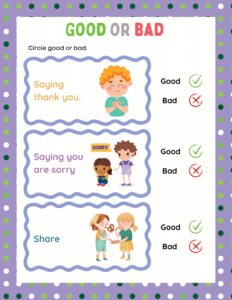 Good or Bad-16 - free printable worksheets - choices or decisions or behaviour 