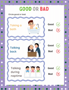 Good or Bad-18 - free printable worksheets - choices or decisions or behaviour 