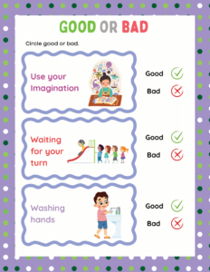 Good or Bad-20 - free printable worksheets - choices or decisions or behaviour 