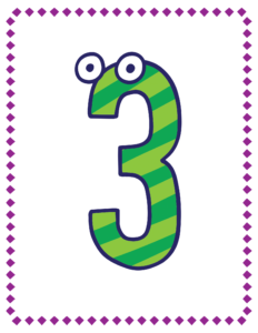 Letters and Numbers- Number 3 - Free Printable worksheets for kids