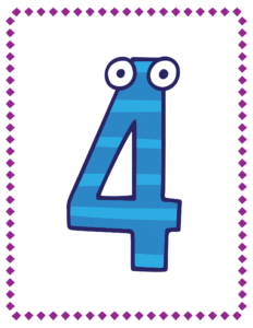 Letters and Numbers- Number 4 - Free Printable worksheets for kids