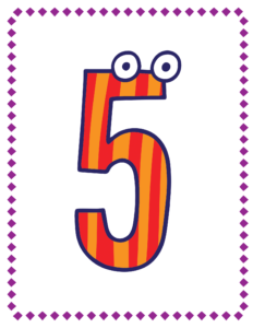 Letters and Numbers- Number 5 - Free Printable worksheets for kids