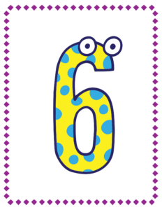 Letters and Numbers- Number 6 - Free Printable worksheets for kids