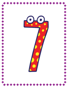 Letters and Numbers- Number 7 - Free Printable worksheets for kids