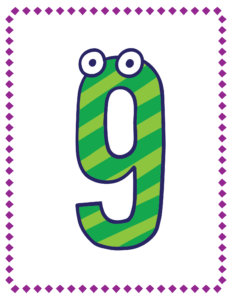 Letters and Numbers- Number 9 - Free Printable worksheets for kids