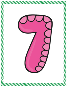 Letters and Numbers- Number 7 - Free Printable worksheets for kids