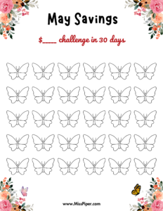 May - Free Printable Savings Challenge - money tracker printable- monthly savings challenge