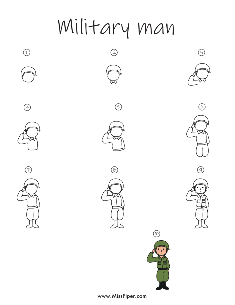 Free Printables: How to Draw a Military Soldier Step by Step