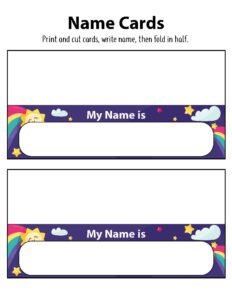 5 Free Printables Name Cards for kids