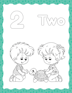 Number 2 Coloring- Free Printable worksheets