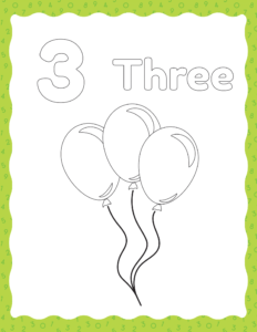 Number 3 Coloring Free Printable worksheets