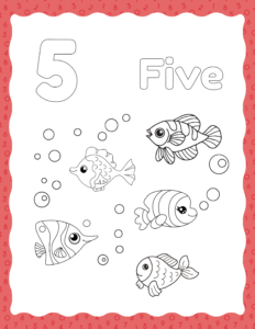 Number 5 Coloring Free Printable worksheets