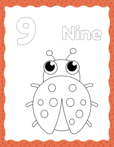 Number 9 Coloring Free Printable worksheets