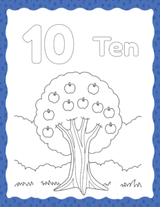 Number 10 Coloring Free Printable worksheets