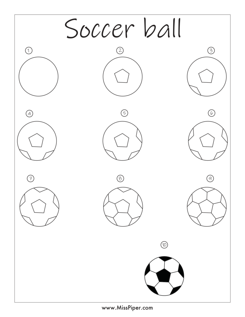 Soccer Ball – How to draw Step by Step, easy for beginners – Free Printables