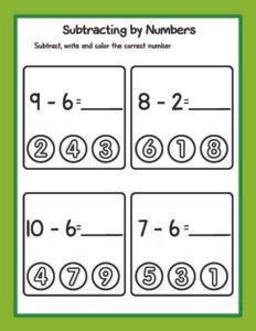 Subtraction 08 - Free Printable worksheets