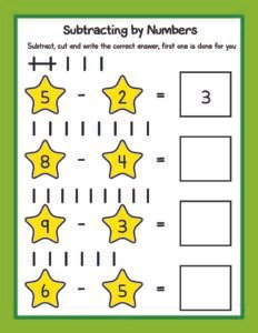 Subtraction 09 - Free Printable worksheets