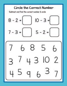 Subtraction 17 - Free Printable worksheets