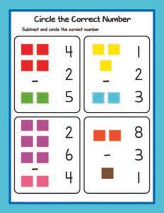 Subtraction 20 - Free Printable worksheets