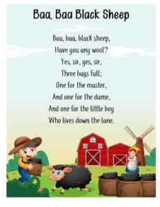 free nursery rhymes- Baa Baa Black Sheep