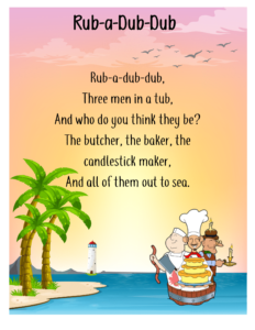 free nursery rhymes- Rub a Dub Dub